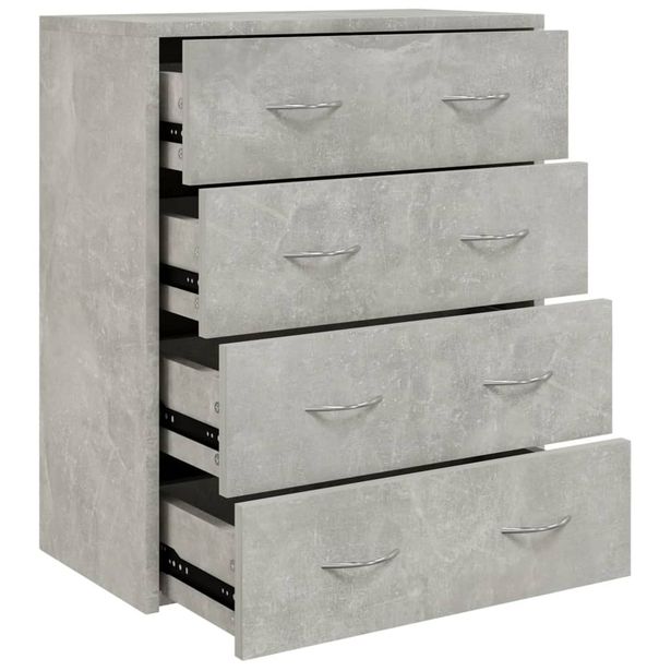 Senkki 4 vetolaatikolla 60x30,5x71 cm betoninharmaa (42578)