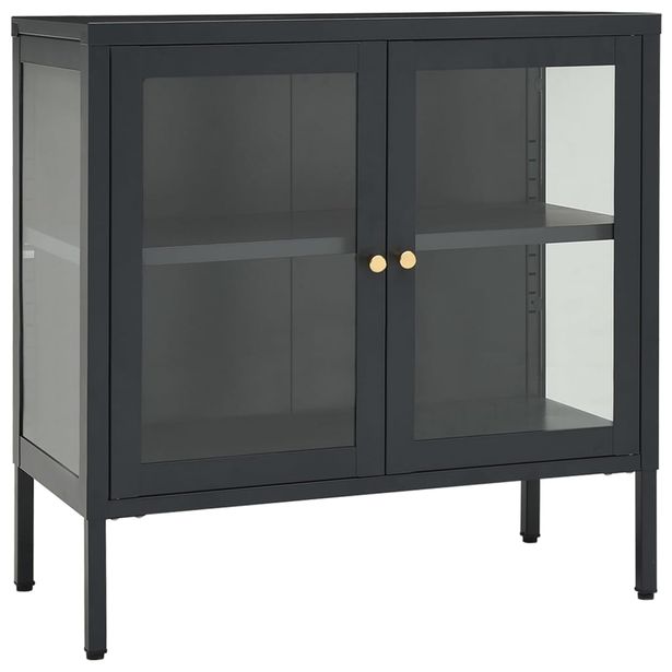 Senkki antrasiitti 70x35x70 cm teräs ja lasi (36066)