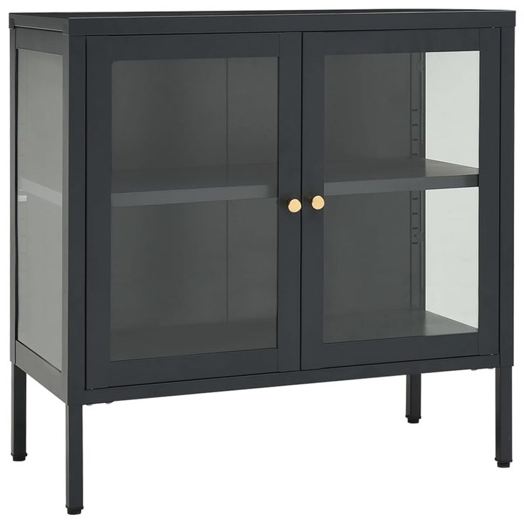 Senkki antrasiitti 70x35x70 cm teräs ja lasi (36066)