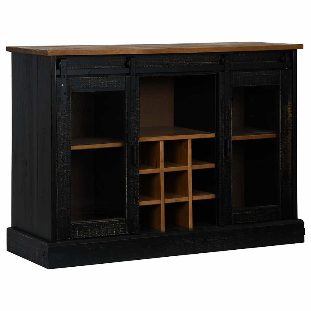 Senkki HALDEN 2 Liukuovet Musta 112x40x80 cm Massiivipuu (18428)