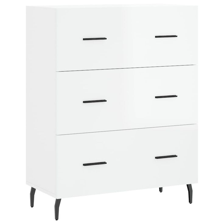 Senkki korkeakiilto valkoinen 69,5x34x90 cm tekninen puu (27870)