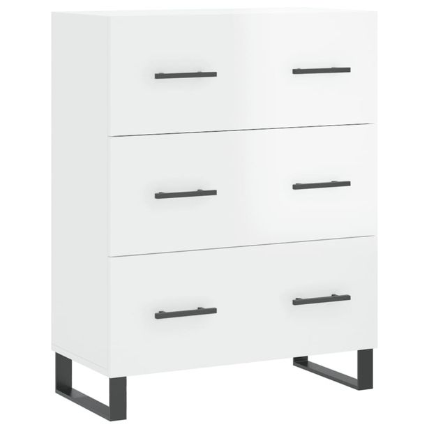 Senkki korkeakiilto valkoinen 69,5x34x90 cm tekninen puu (27878)