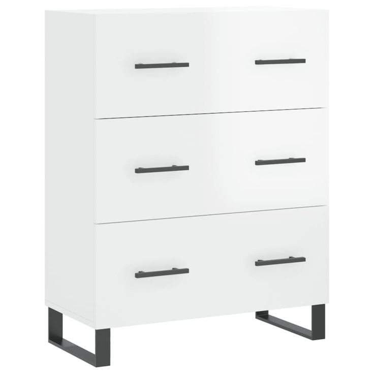 Senkki korkeakiilto valkoinen 69,5x34x90 cm tekninen puu (27878)