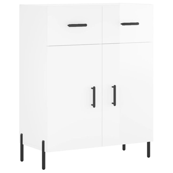 Senkki korkeakiilto valkoinen 69,5x34x90 cm tekninen puu (27990)