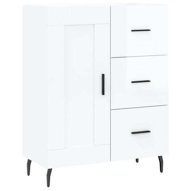 Senkki korkeakiilto valkoinen 69,5x34x90 cm tekninen puu (30278)