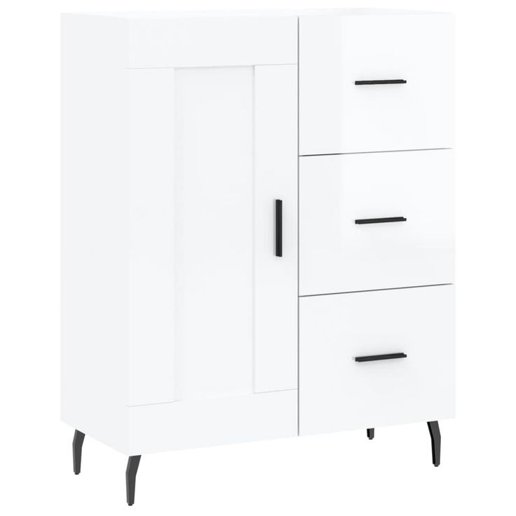 Senkki korkeakiilto valkoinen 69,5x34x90 cm tekninen puu (30278)