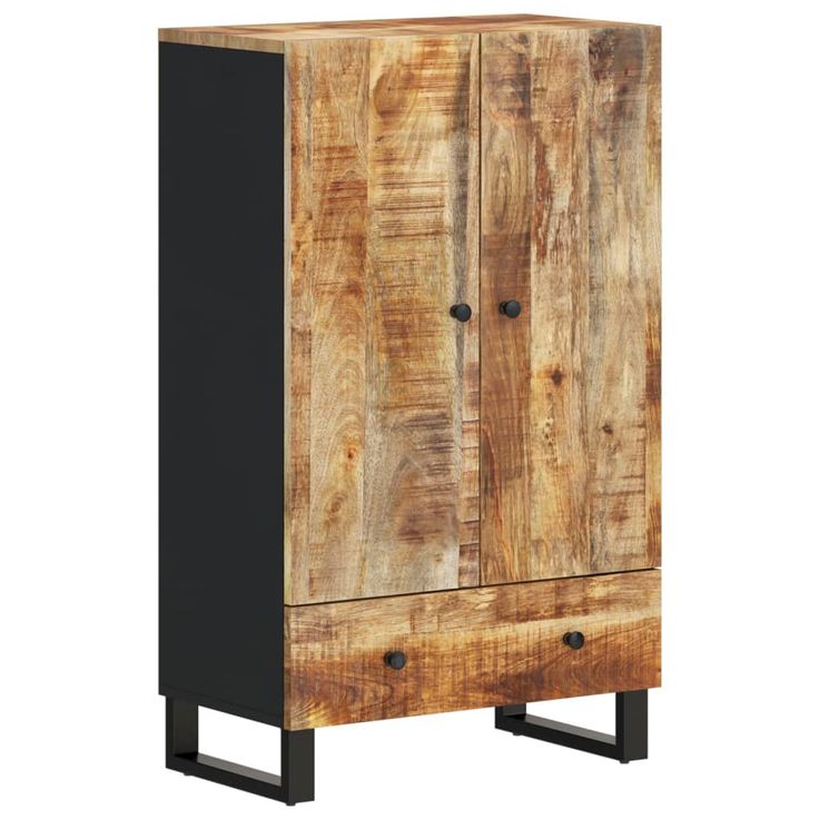 Senkki laatikolla 60x33x100 cm täysi mangopuu ja rauta (52933)
