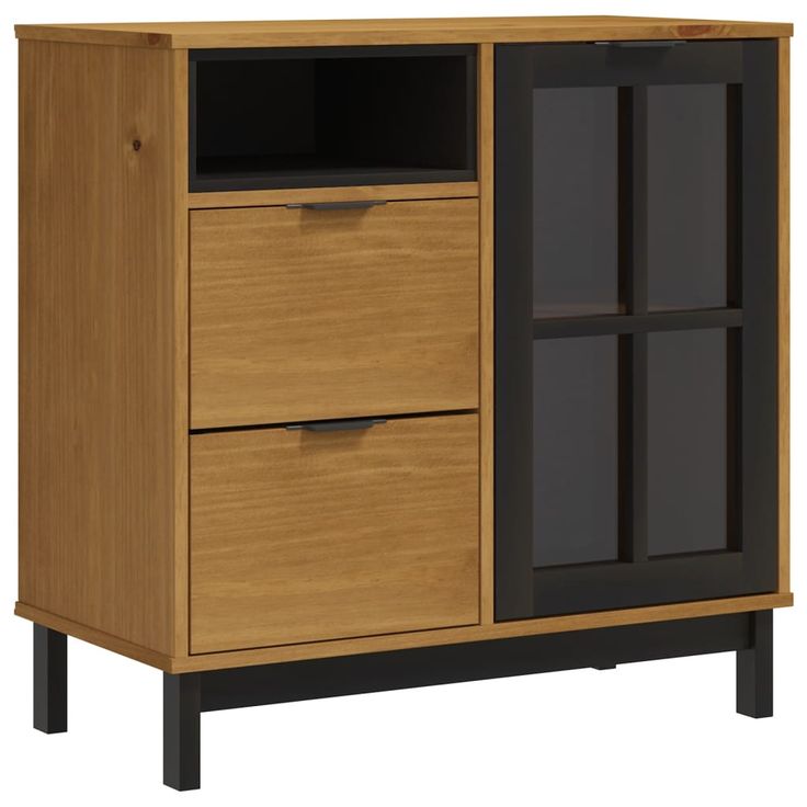 Senkki lasiovella FLAM 80x40x80 cm täysi mänty (57826)