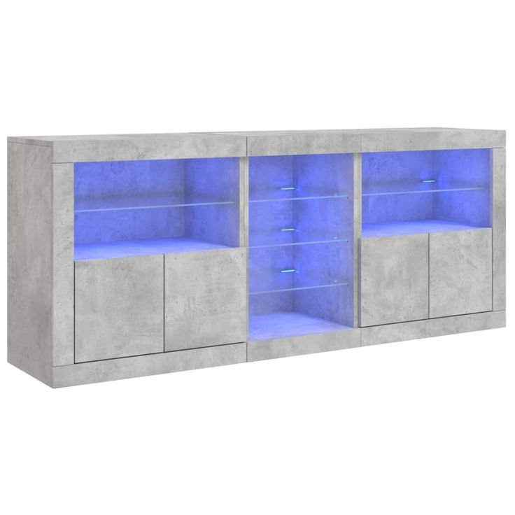 Senkki LED-valoilla betoninharmaa 162x37x67 cm (09033)