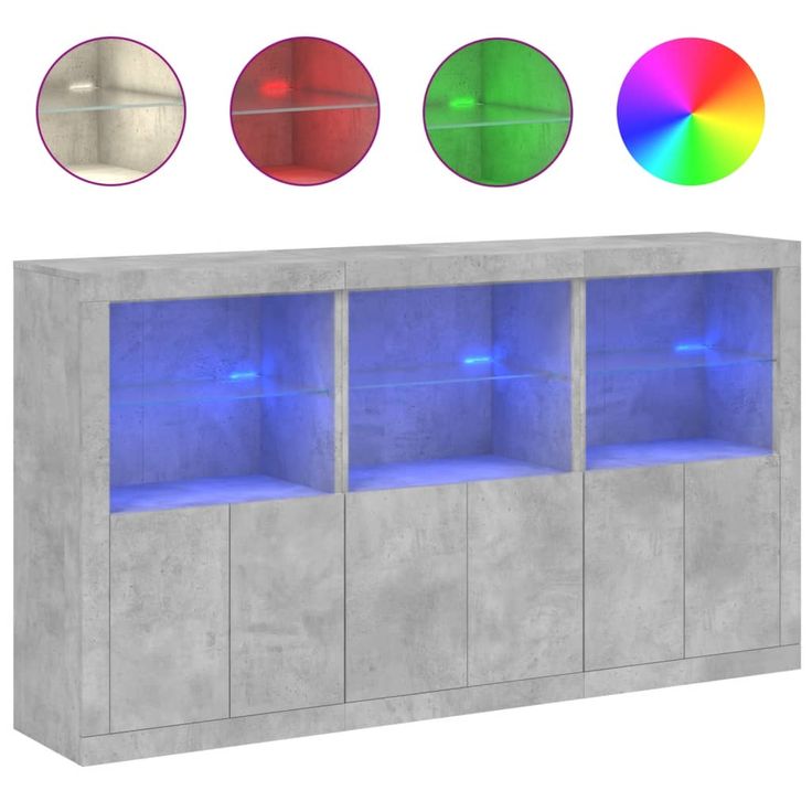 Senkki LED-valoilla betoninharmaa 181,5x37x100 cm (09152)