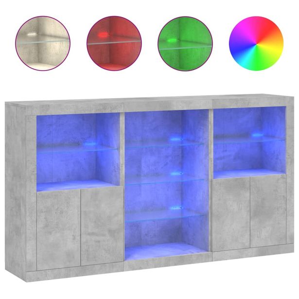Senkki LED-valoilla betoninharmaa 181,5x37x100 cm (09180)