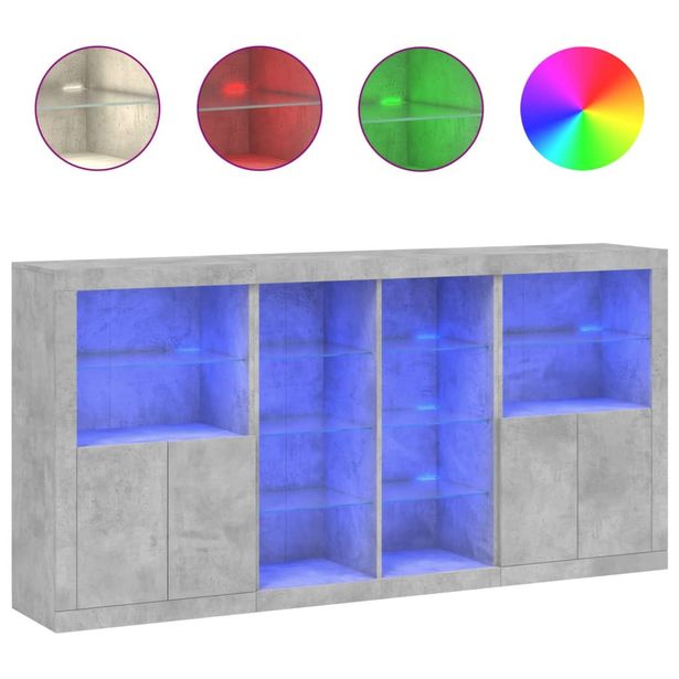 Senkki LED-valoilla betoninharmaa 202x37x100 cm (09187)