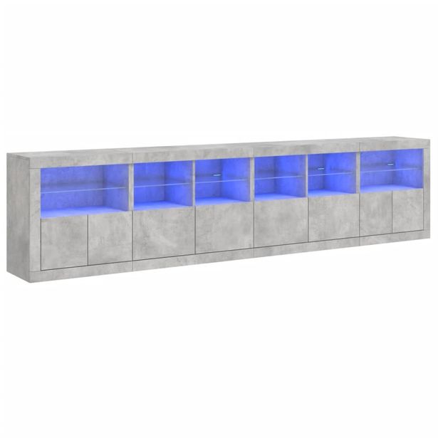 Senkki LED-valoilla betoninharmaa 283x37x67 cm (09019)