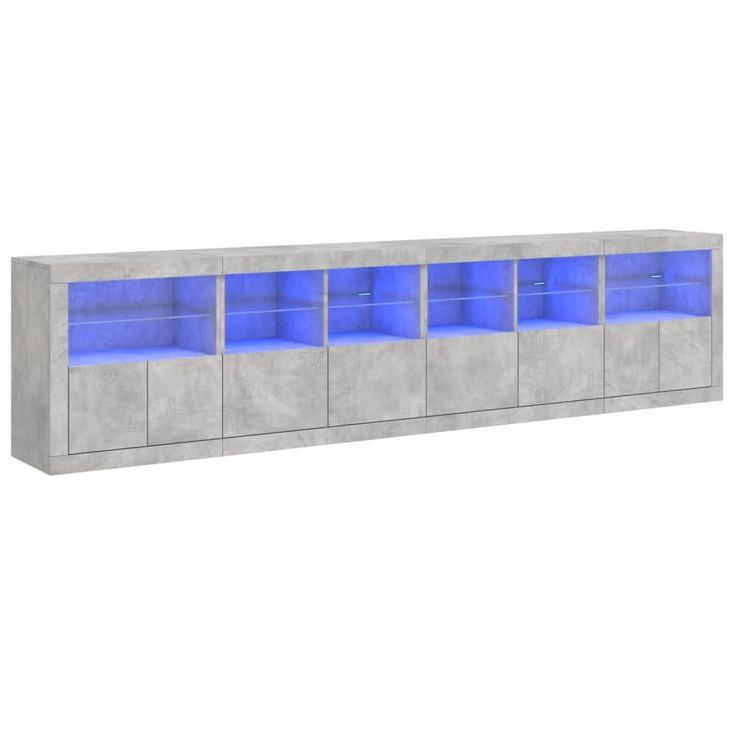 Senkki LED-valoilla betoninharmaa 283x37x67 cm (09019)