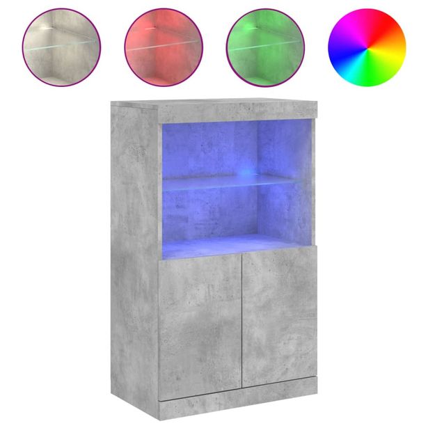 Senkki LED-valoilla betoninharmaa 60,5x37x100 cm (36668)