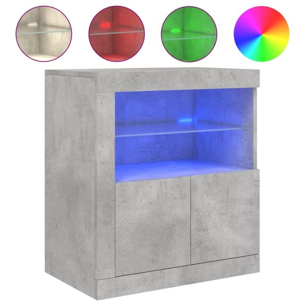 Senkki LED-valoilla betoninharmaa 60,5x37x67 cm (36619)