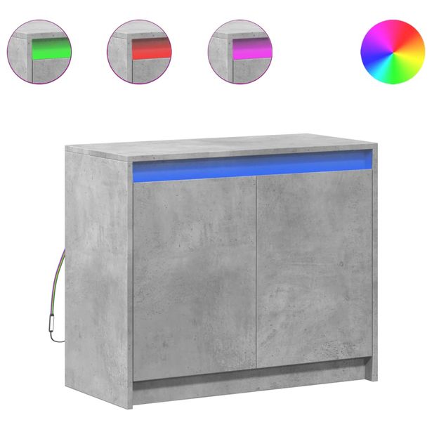 Senkki LED-valoilla betoninharmaa 72x34x61 cm tekninen puu (52176)