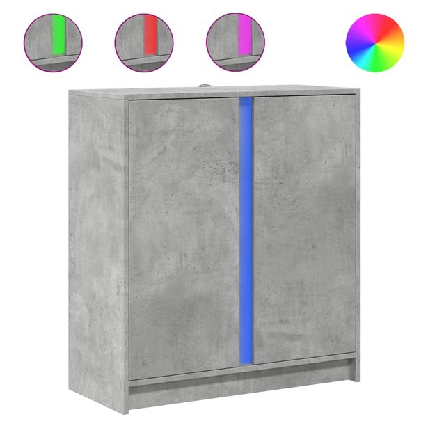 Senkki LED-valoilla betoninharmaa 77x34x85 cm tekninen puu (52134)