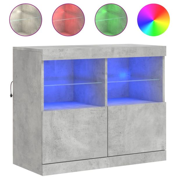 Senkki LED-valoilla betoninharmaa 81x37x67 cm (36661)