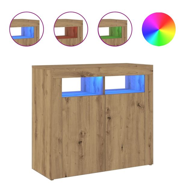 Senkki LED-valoilla käsityöläinen tammi 80x35x75 cm (56362)