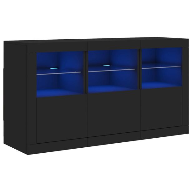 Senkki LED-valoilla musta 123x37x67 cm (09059)