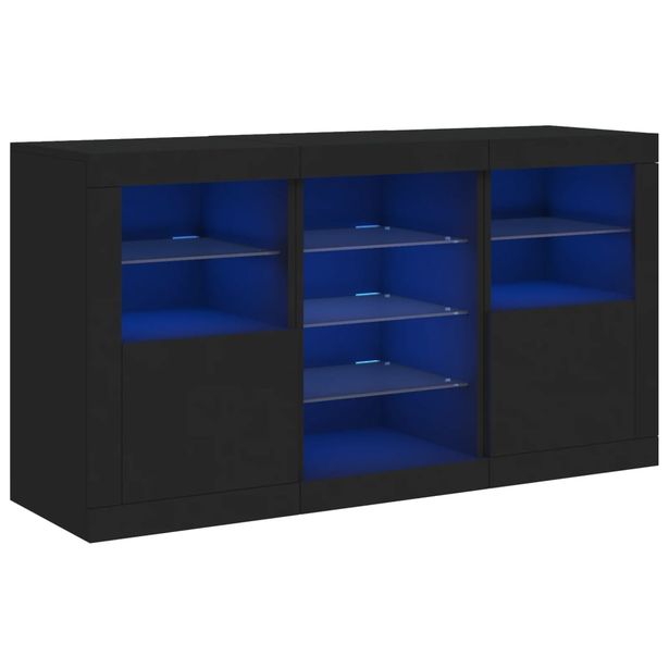 Senkki LED-valoilla musta 123x37x67 cm (09080)