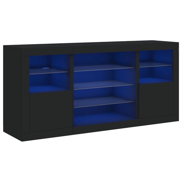 Senkki LED-valoilla musta 142,5x37x67 cm (09087)