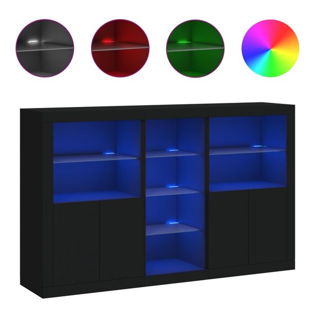 Senkki LED-valoilla musta 162x37x100 cm (09171)