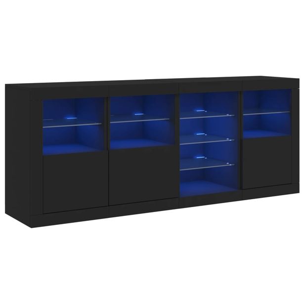Senkki LED-valoilla musta 164x37x67 cm (09052)