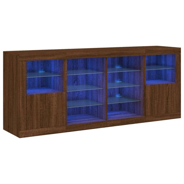Senkki LED-valoilla ruskea tammi 163x37x67 cm (09099)