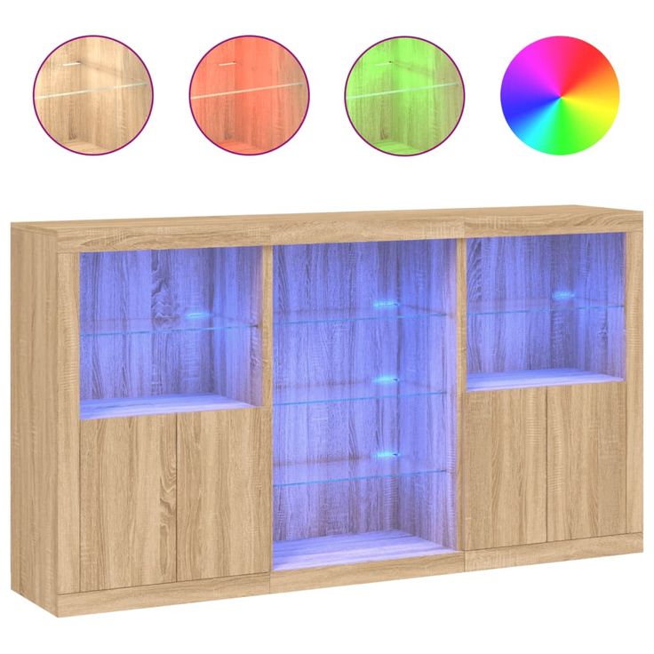 Senkki LED-valoilla Sonoma-tammi 181,5x37x100 cm (09179)