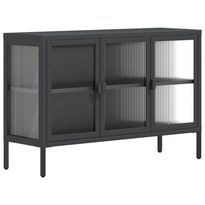 Senkki musta 105x35x70 cm lasi ja teräs (53002)