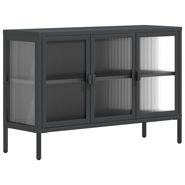Senkki musta 105x35x70 cm lasi ja teräs (53002)
