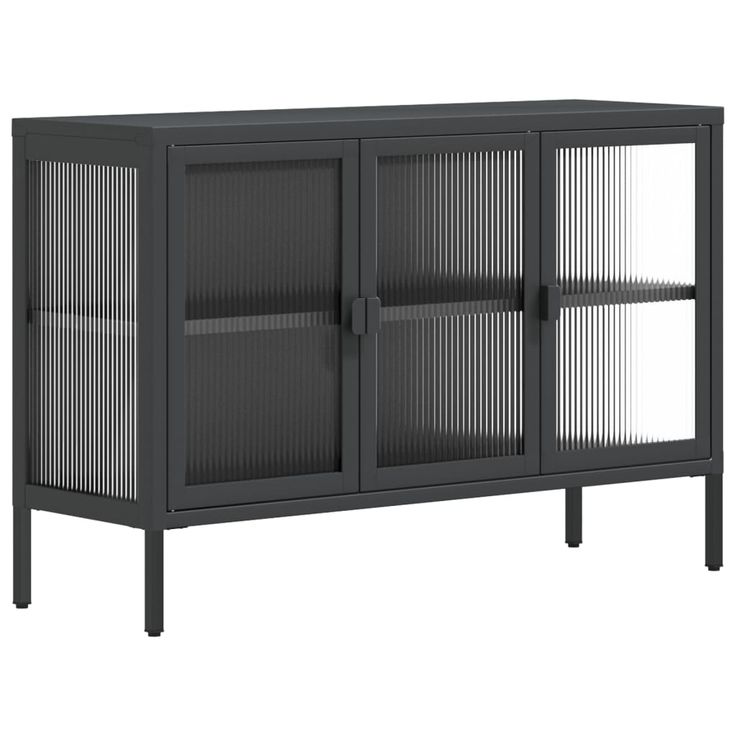 Senkki musta 105x35x70 cm lasi ja teräs (53002)