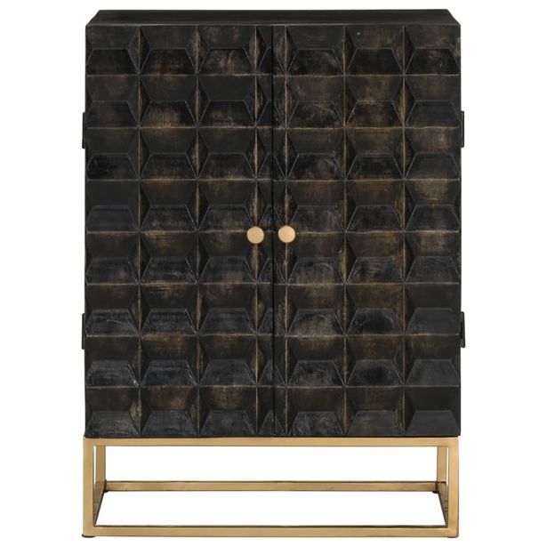 Senkki musta 55x34x75 cm täysi mangopuu ja rauta (51679)