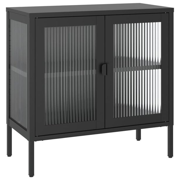 Senkki musta 70x35x70 cm lasi ja teräs (53001)