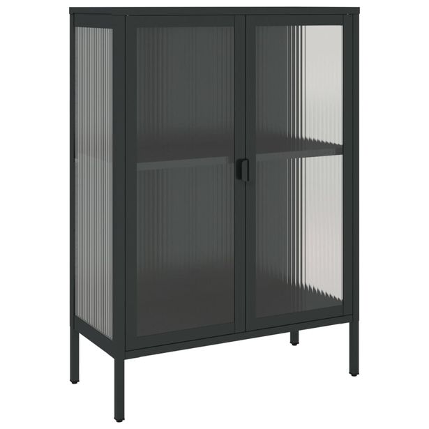 Senkki musta 75x35x105 cm lasi ja teräs (53003)