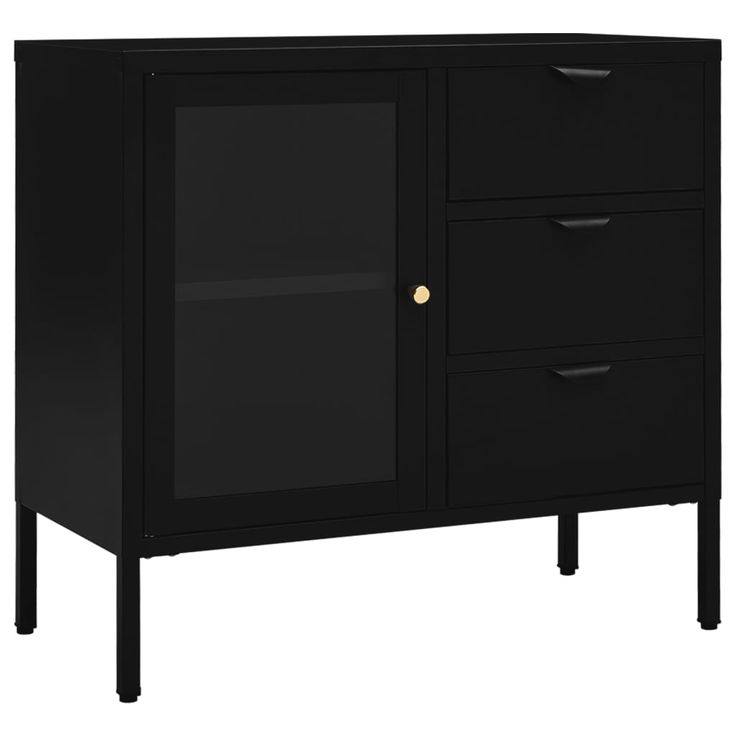 Senkki musta 75x35x70 cm teräs ja karkaistu lasi (36073)