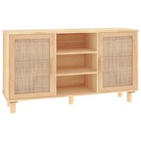 Senkki ruskea 105x30x60 cm täysi mänty ja luonnonrottinki (45641)