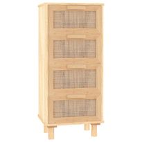 Senkki ruskea 40x30x90 cm täysi mänty ja luonnonrottinki (45644)