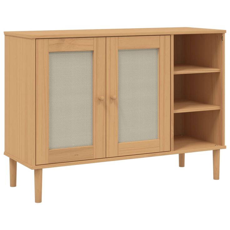 Senkki SENJA rottinkityyli ruskea 112x40x80 cm täysi mänty (58028)