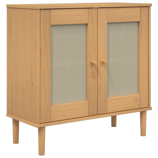 Senkki SENJA rottinkityyli ruskea 80x35x80 cm täysi mänty (58031)