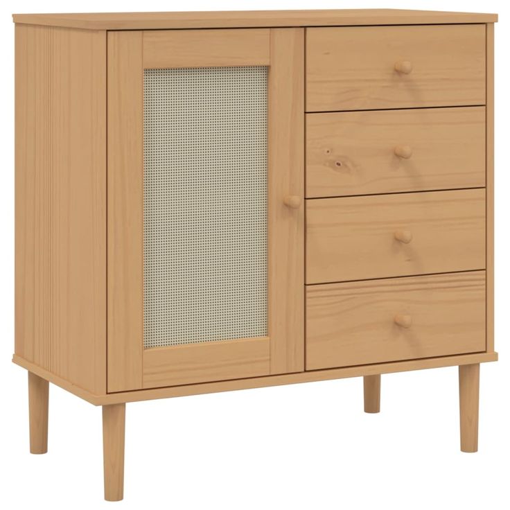 Senkki SENJA rottinkityyli ruskea 80x40x80 cm täysi mänty (58037)