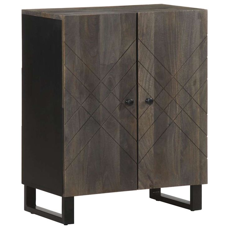 Senkkisarja 3-osainen musta 60x33x75 cm massiivipuu mango (09999)