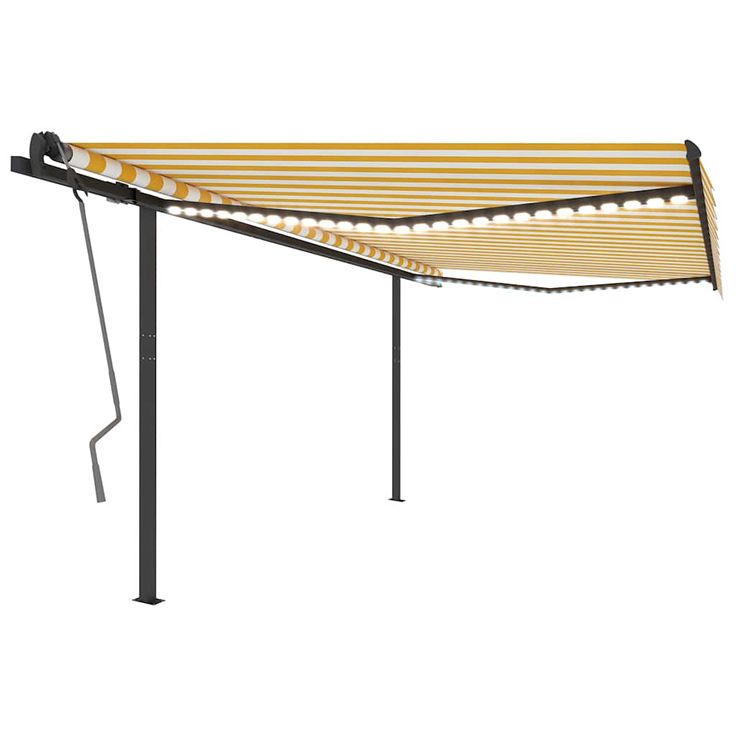 Sisäänkelattava markiisi LED/tuulisensori 4x3 m keltavalkoinen (70153)