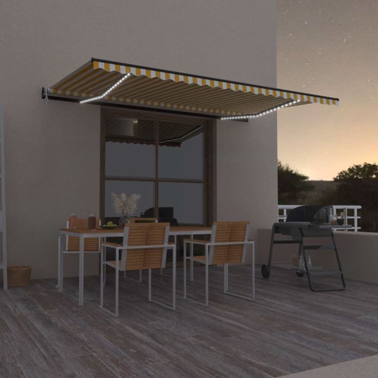 Sisäänkelattava markiisi LED/tuulisensori 500x300 cm keltainen/valkoinen
