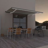 Sisäänkelattava markiisi LEDillä 500x300 cm kerma, Verkkokaupan poistotuote