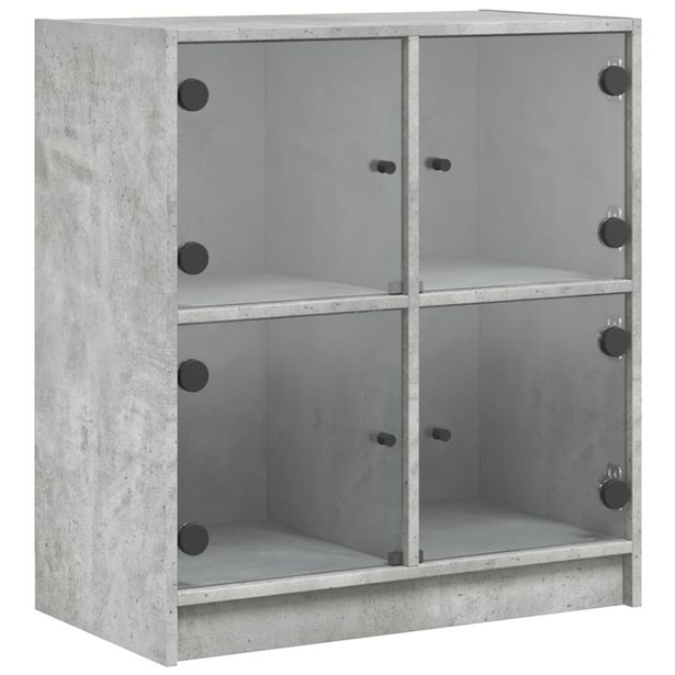Sivukaappi lasiovilla betoninharmaa 68x37x75,5 cm (36381)