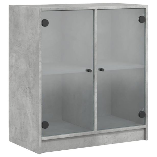 Sivukaappi lasiovilla betoninharmaa 68x37x75,5 cm (36423)