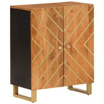 Sivukaappi ruskea ja musta 60x33,5x75 cm täysi mangopuu (56785)
